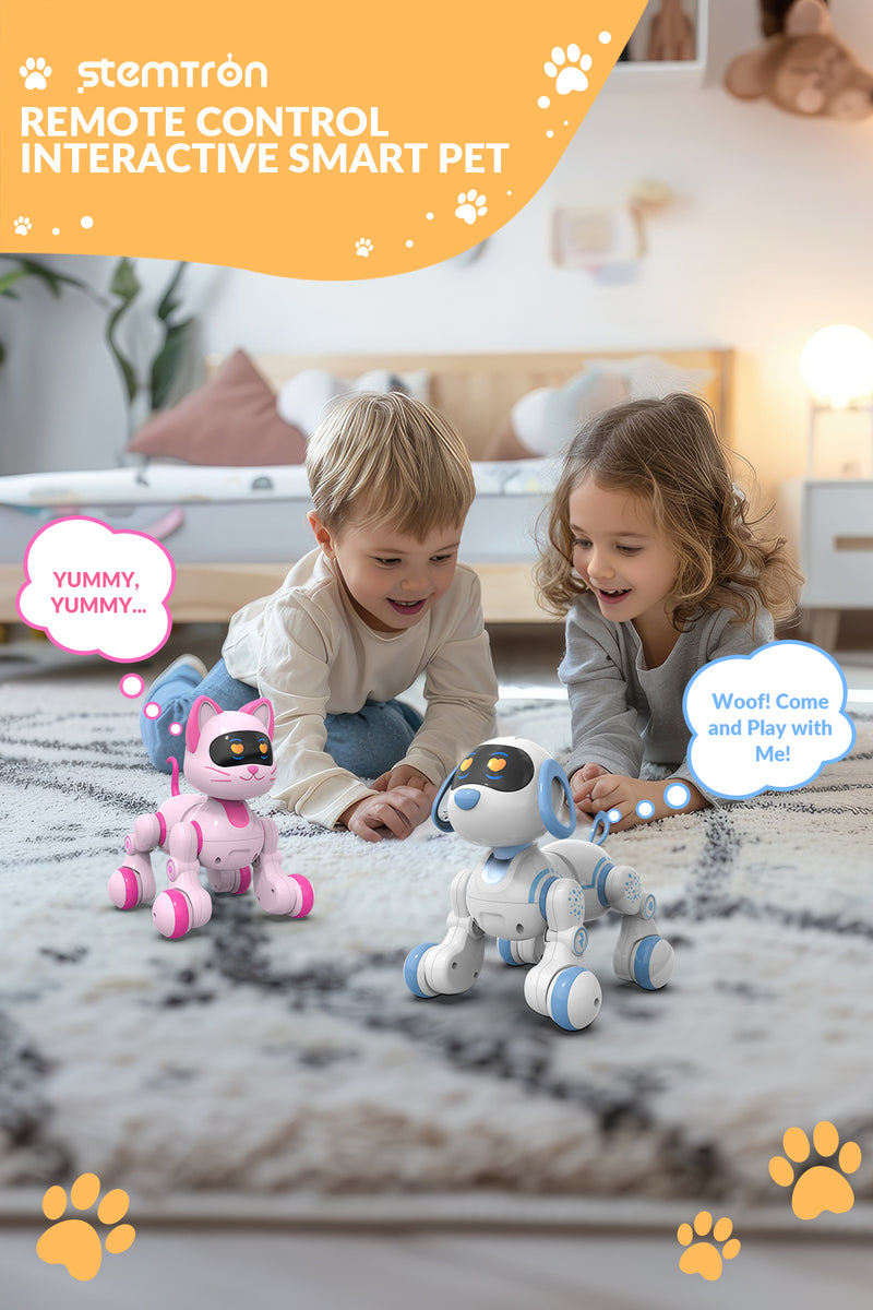STEMTRON Programmable Remote Control & Interactive Robot Dog Toy(Blue)