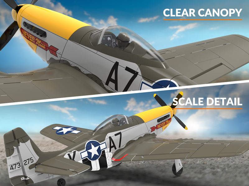 Volantexrc 500 mm Mustang P51 sans balais avec stabilisateur gyro 76802