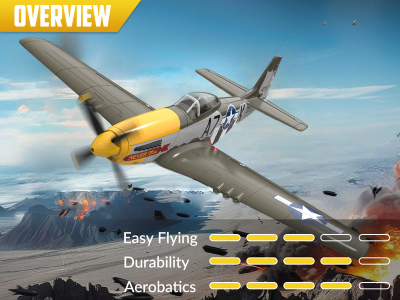 Volantexrc 500 mm Mustang P51 sans balais avec stabilisateur gyro 76802