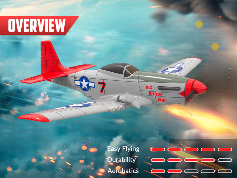 VOLANTEXRC Mustang P51D 2CH 400mm For Kids Beginners (15.7'') 76203