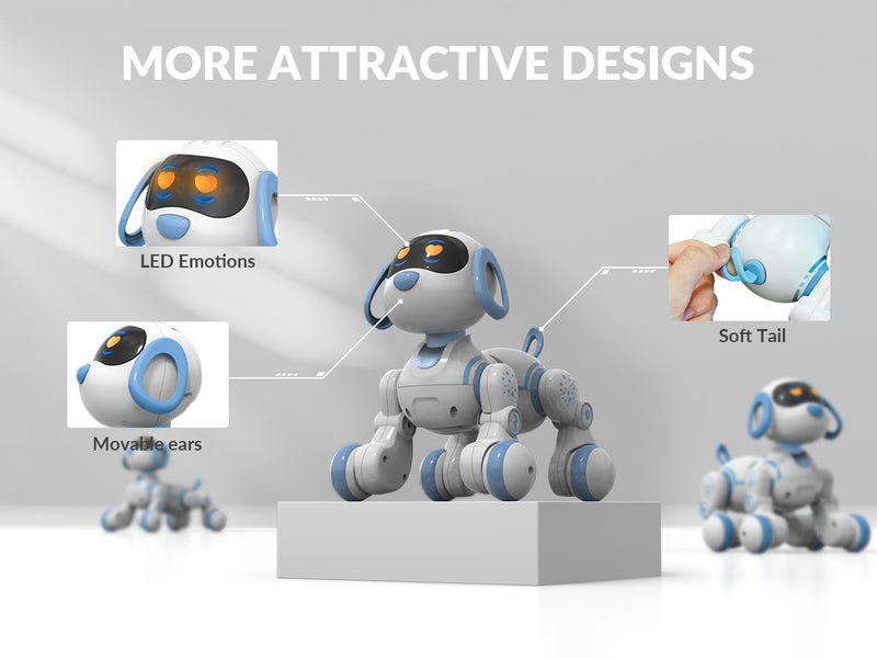 STEMTRON Programmable Remote Control & Interactive Robot Dog Toy(Blue)