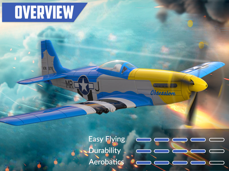 VOLANTEXRC Mustang P51 (RTF) 4CH 400mm avec Gyroscope (15.7'') 76105