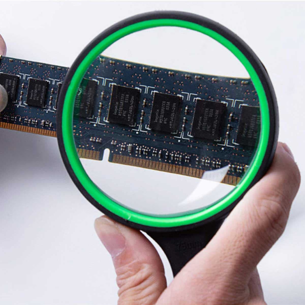 Multipurpose 10X HD thickened magnifying glass with 75MM Lens Magnifier and Non-Slip Soft Handle (Green)-EXHOBBY LIMITED.