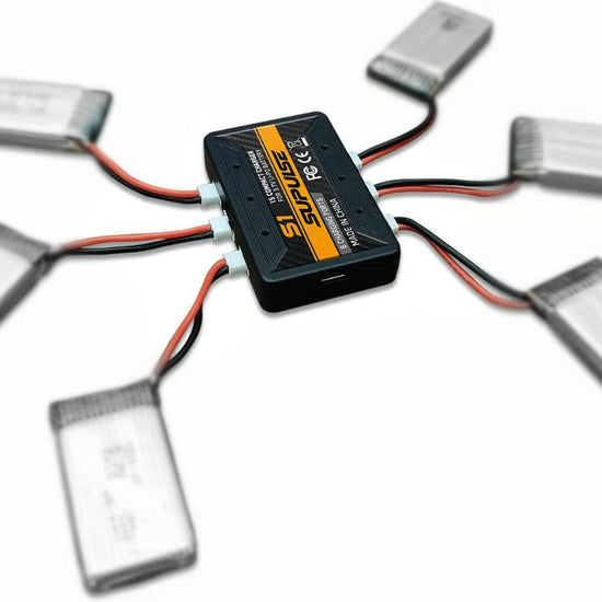 SUPULSE 6-in-1 Lipo Battery Charger 3.7V 1S 1 Cell Micro 6 Ports Compact Charger (S1) - EXHOBBY