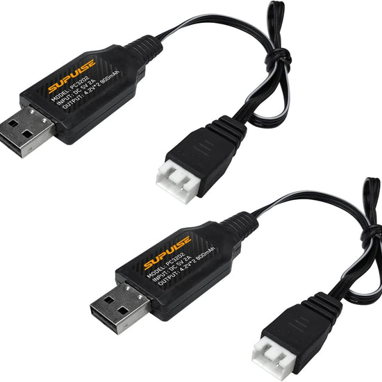 SUPULSE 2pcs USB Charger Cable 2A for 2S 7.4V LiPo Battery with XH-3Pin Plug for RC Boat RC Truck RC Plane-EXHOBBY LIMITED.