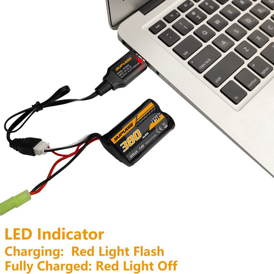 SUPULSE 2pcs USB Charger Cable 2A for 2S 7.4V LiPo Battery with XH-3Pin Plug for RC Boat RC Truck RC Plane-EXHOBBY LIMITED.