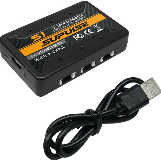 SUPULSE 6-in-1 Lipo Battery Charger 3.7V 1S 1 Cell Micro 6 Ports Compact Charger (S1) - EXHOBBY