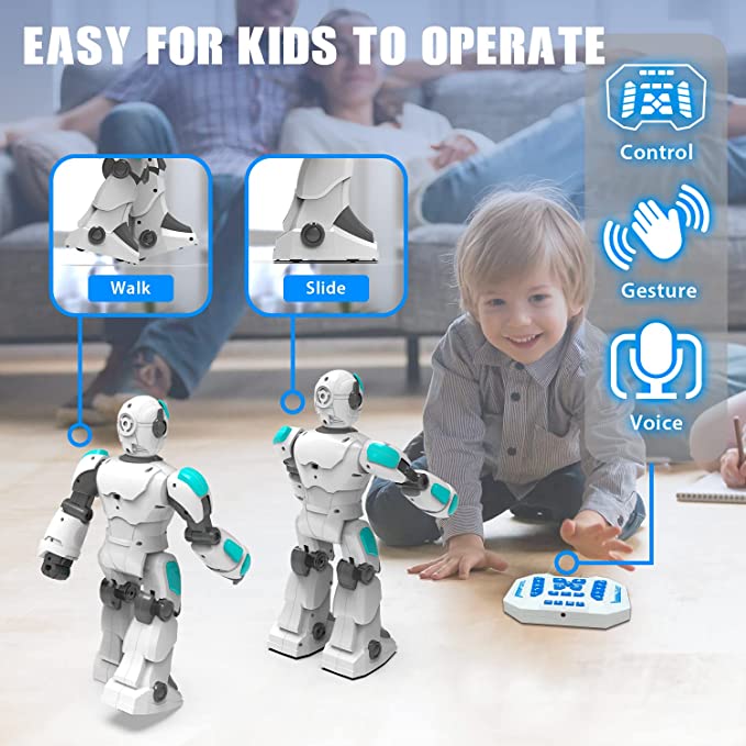 STEMTRON Intelligent Voice Controlled Smart Remote Control Robot for Kids(white).