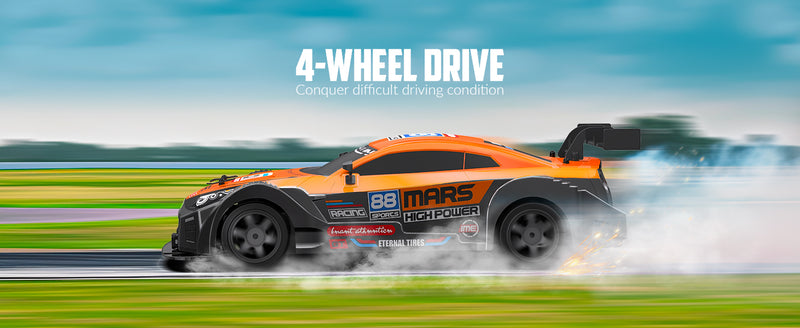 RACENT 1:16 RC Drift Car 4WD 18 KM/H, 2 Batteries, Modèle Sport Jouets Véhicule pour Enfants, Garçons, Adultes