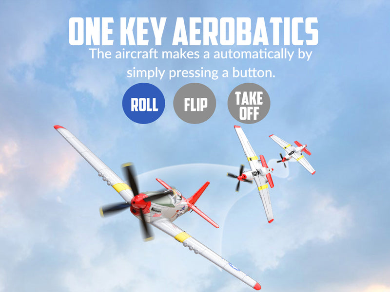 VOLANTEXRC Mustang P51 Rouge (RTF) 4CH 400mm Pour Débutant (15.7'') 76105