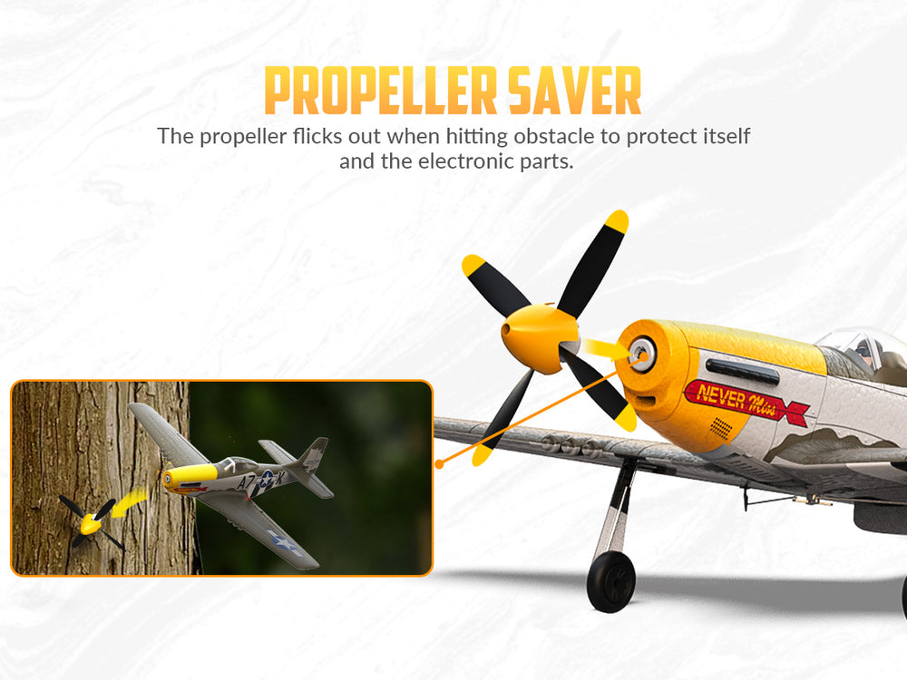 VOLANTEXRC 500mm P-51D Mustang (76802) PNP sans radio, batterie et chargeur
