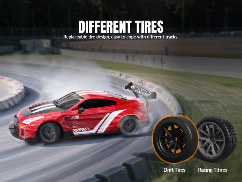 RACENT 1:20 RC Drift Car 4WD, 2 Batteries, Dual Motor RED