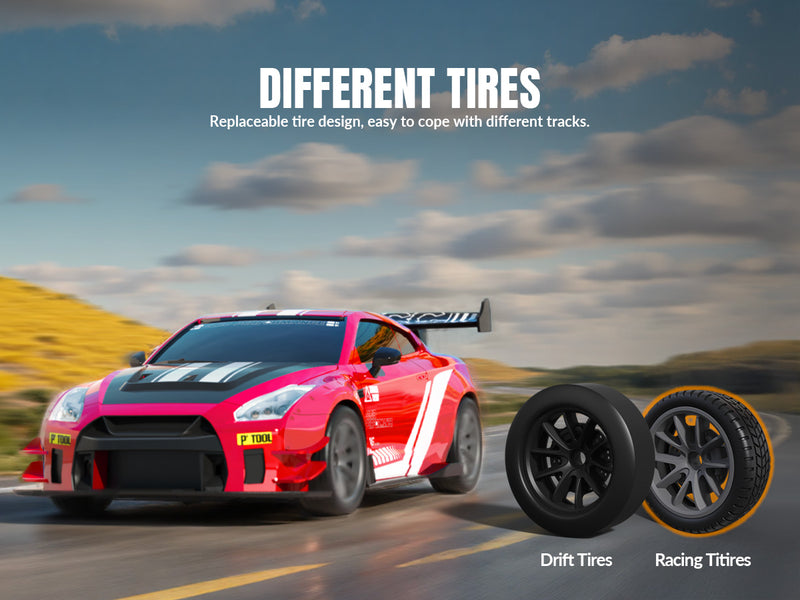 RACENT 1:20 RC Drift Car 4WD, 2 Batteries, Dual Motor RED