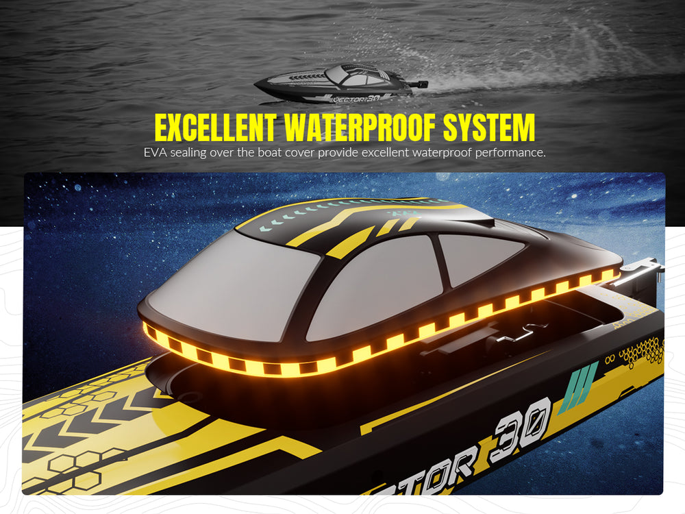 VOLANTEXRC Vector S Bateau RC à grande vitesse avec fonction de redressement automatique et d'inversion pour piscine et lac (797-4 Noir)