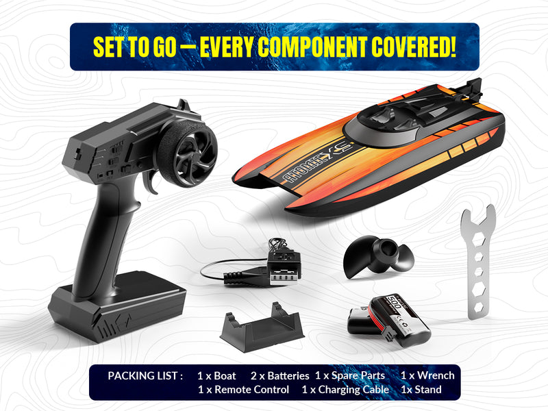 VOLANTEXRC Atomic XS Bateau télécommandé avec 2 piles et fonction marche arrière (795-5 Bleu)