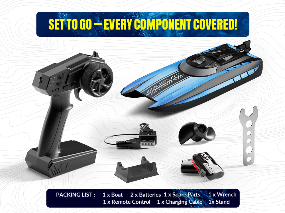 VOLANTEXRC Atomic XS 79505 Blue RC Boat - 30MPH Pool Racer