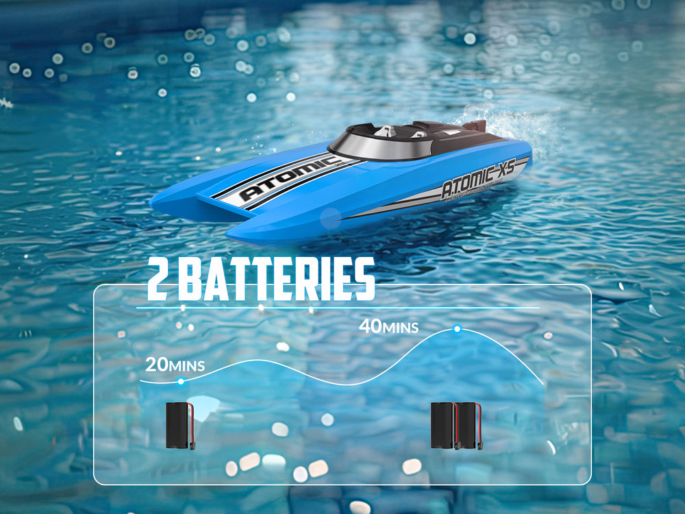 Bateau radiocommandé haute vitesse VolantexRC Atomic XS avec 2 batteries (plus de 20 mph)