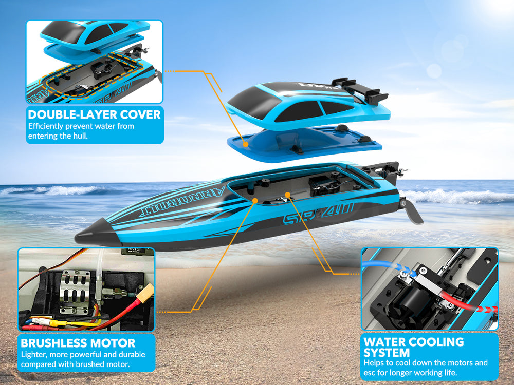 Bateau radiocommandé rapide VOLANTEXRC Arrobolt SR40 Brushless 30+ MPH (797-5)