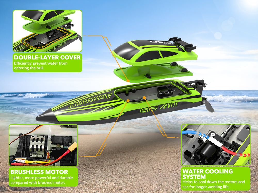 VOLANTEXRC Green SR40 Bateau RC sans balais 30+MPH (79705)