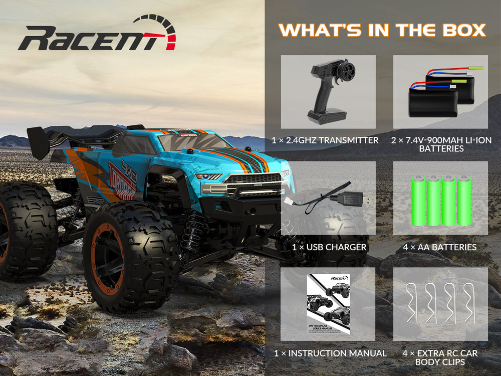 RACENT Blue Tornado 1/16 4WD Voiture RC tout-terrain 30MPH
