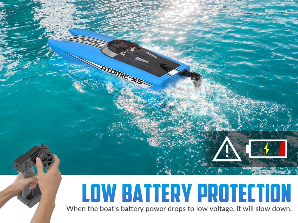 Bateau radiocommandé haute vitesse VolantexRC Atomic XS avec 2 batteries (plus de 20 mph)