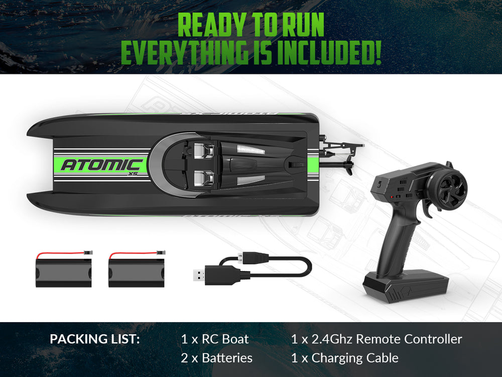 VOLANTEXRC AtomicXS Remote Control Boat for Kids Play in Pool Easy Running Great Gift Boat