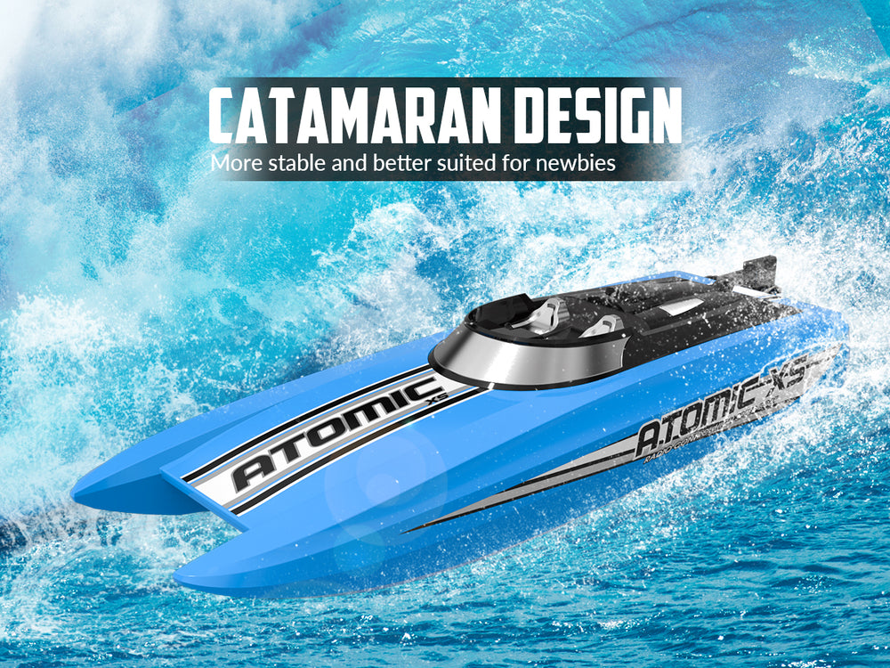 Bateau radiocommandé haute vitesse VolantexRC Atomic XS avec 2 batteries (plus de 20 mph)