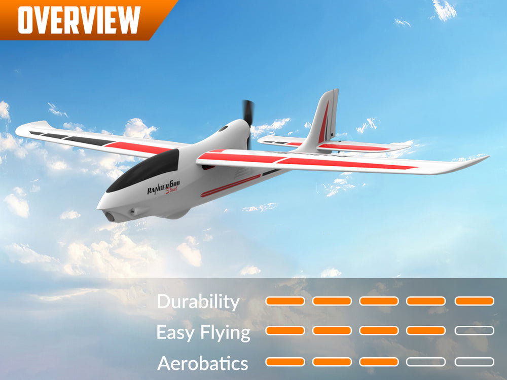 VolantexRC Ranger 600S Débutant RC Glider RTF - Avion cascadeur 4CH avec stabilisation XPilot