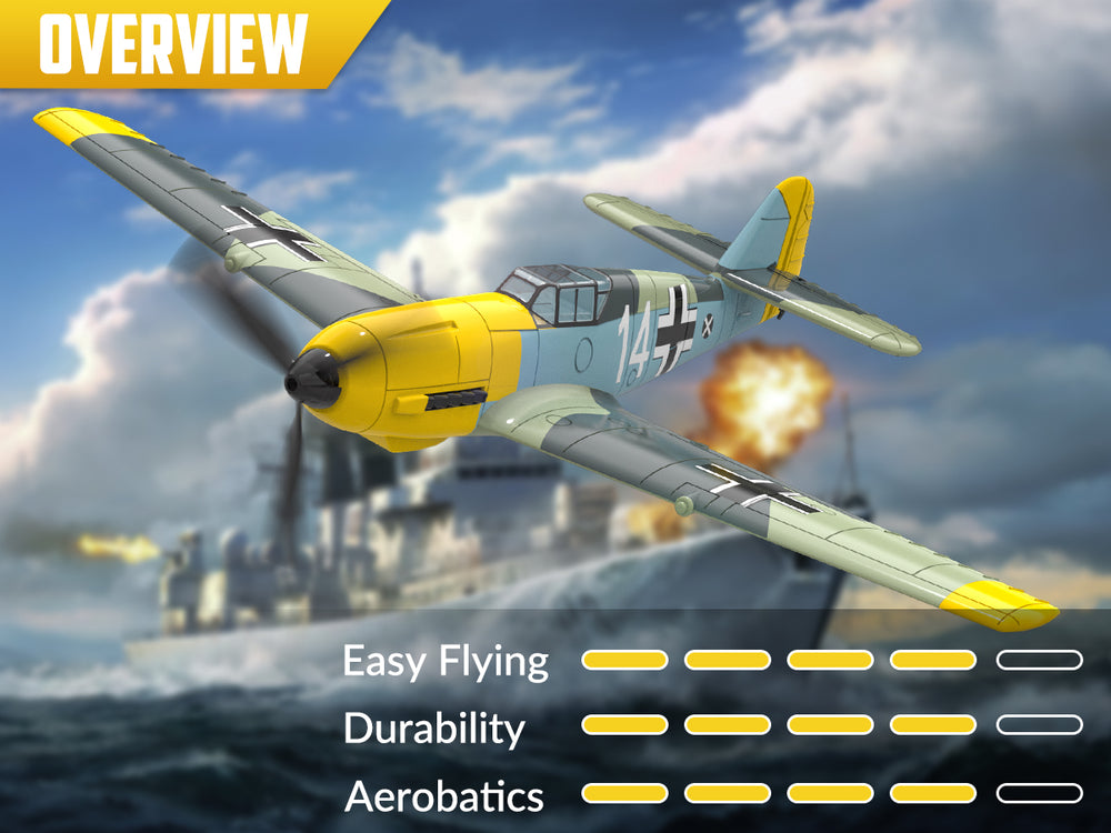 VOLANTEXRC BF 109 Avion télécommandé 4 canaux prêt à voler pour débutants avec système de stabilisation Xpilot (761-11) RTF