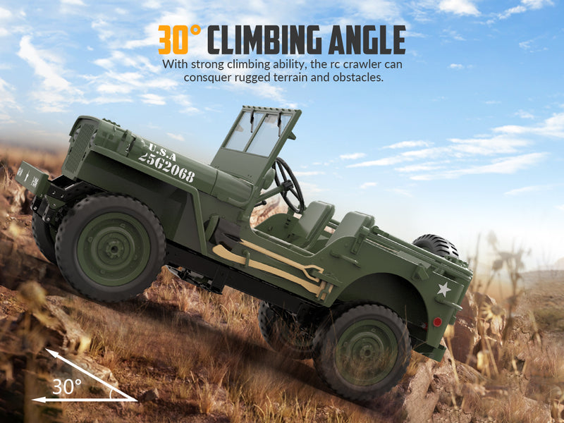 RACENT RC Crawler 1:10 Scale Simulation of a Multi-Purpose Off-Road Car 2.4G 1941 Mb Scaler Willys Jeep