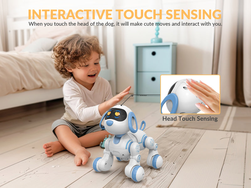 STEMTRON Programmable Remote Control & Interactive Robot Dog Toy(Blue)