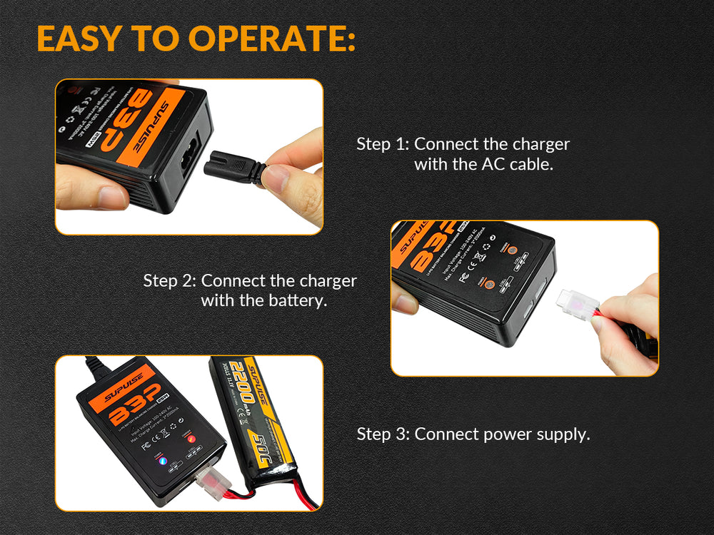 Chargeur de batterie LiPo AC SUPULSE B3P Pro 2S-3S 25W Chargeur d'équilibre RC