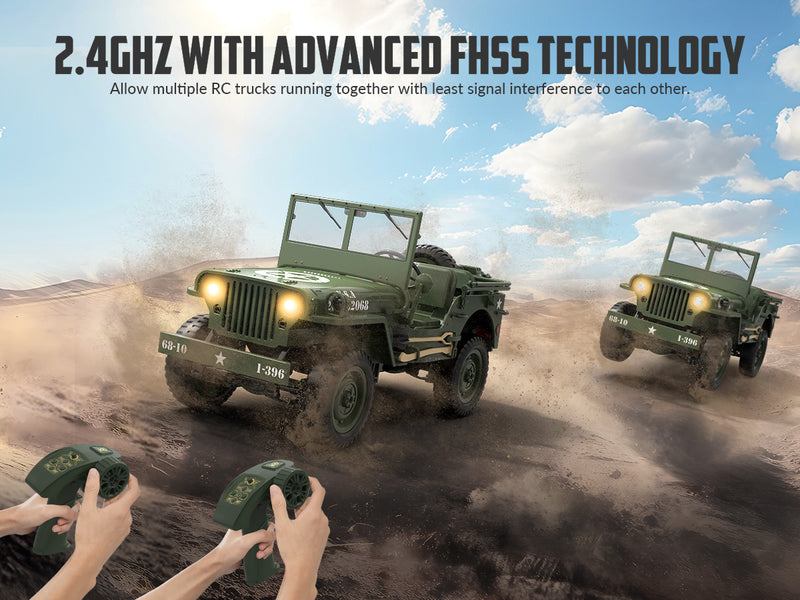 RACENT RC Crawler 1:10 Scale Simulation of a Multi-Purpose Off-Road Car 2.4G 1941 Mb Scaler Willys Jeep