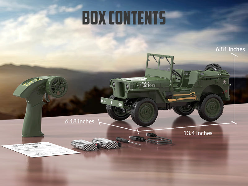 RACENT RC Crawler 1:10 Scale Simulation of a Multi-Purpose Off-Road Car 2.4G 1941 Mb Scaler Willys Jeep