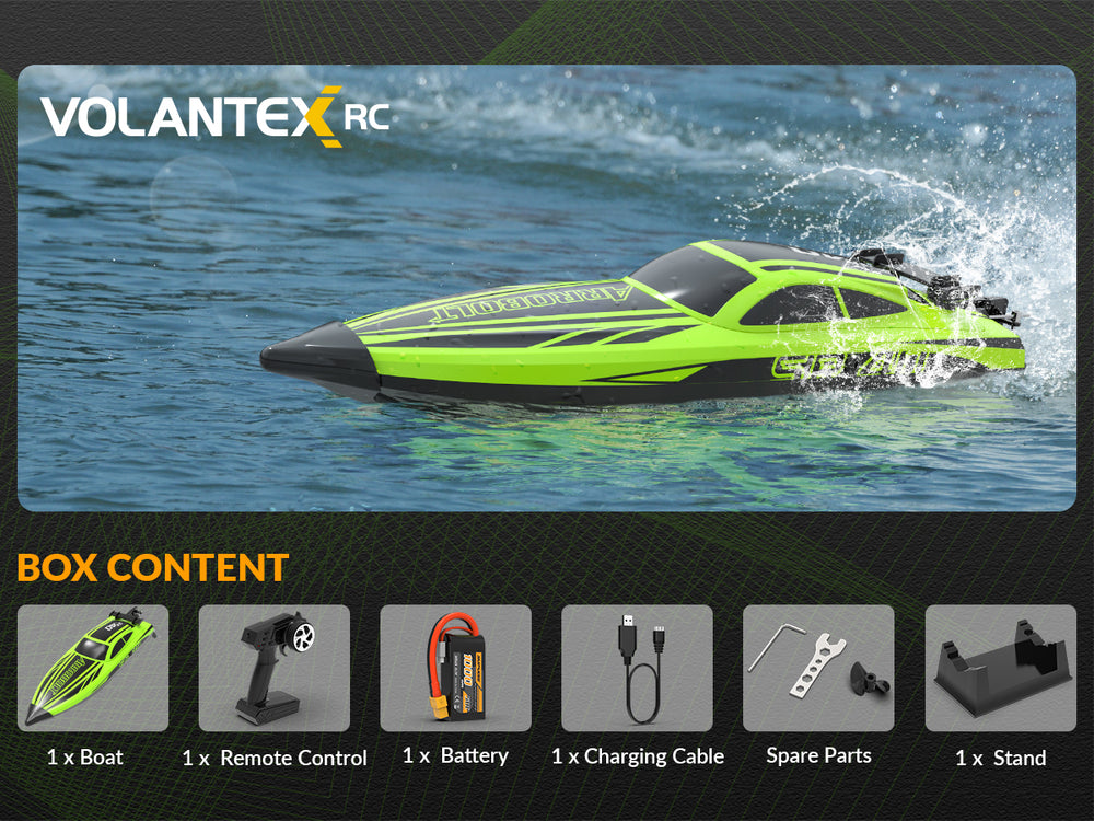 VOLANTEXRC Green SR40 Bateau RC sans balais 30+MPH (79705)