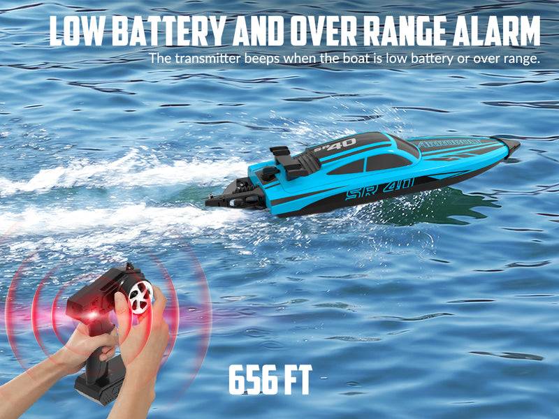 VOLANTEXRC Arrobolt SR40 Brushless 30+MPH Fast RC Boat, High Speed RC Boat for Adults (79705-blue)