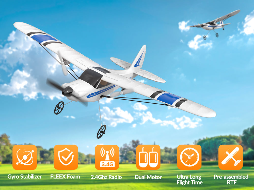 VolantexRC Sport Cub S2 2-CH RC Plane with Gyro Stabilization RTF
