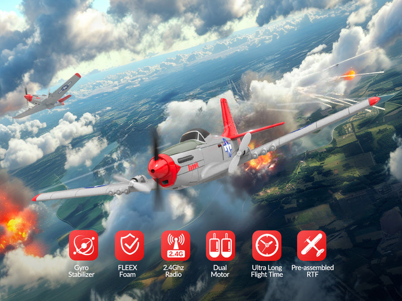 VOLANTEXRC Mustang P51D 2CH 400mm For Kids Beginners (15.7'') 76203