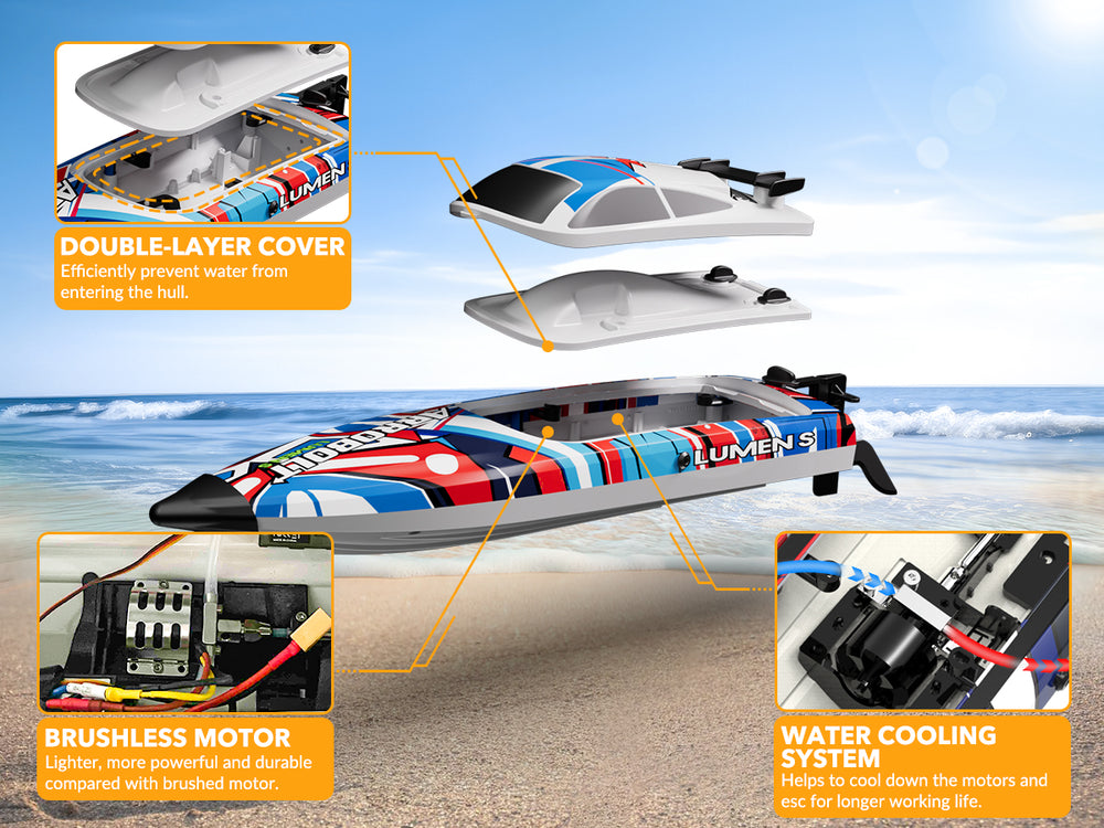 Bateau radiocommandé rapide VOLANTEXRC Arrobolt Lumen S Brushless 35+ MPH (79706)