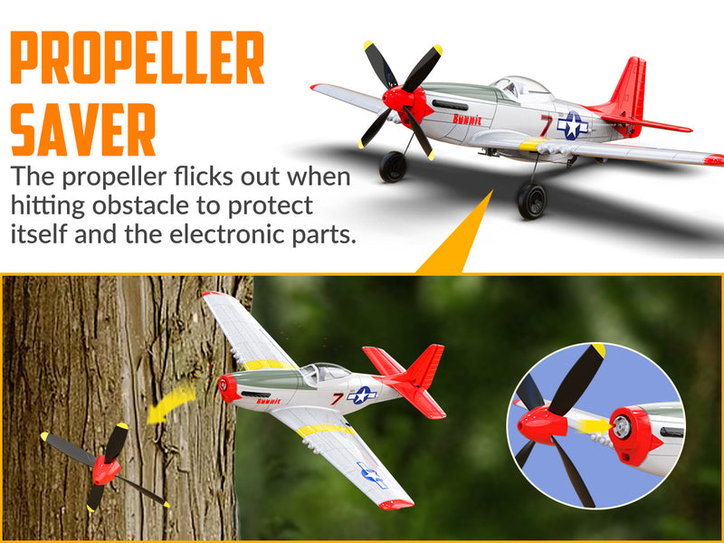 VOLANTEXRC Mustang P51 Rouge (RTF) 4CH 400mm Pour Débutant (15.7'') 76105