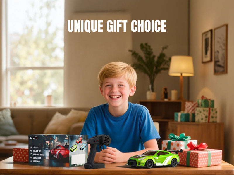 RACENT 1:20 RC Drift Car 4WD, LED Light, 2 Batteries, Dual Motor GREEN