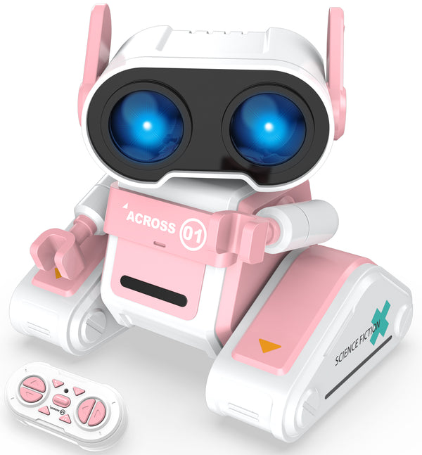 STEMTRON Rechargeable RC Robot Toys with Auto Demo, Dance Moves, Music for Kids (Pink)