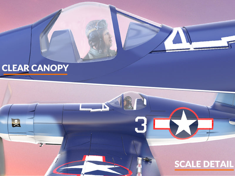 VOLANTEXRC Corsair F4U V2 (RTF) 4CH 400mm avec une clé de voltige (15.7'') 76108