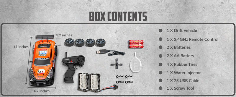 RACENT 1:16 RC Drift Car 4WD 18 KM/H, 2 Batteries, Modèle Sport Jouets Véhicule pour Enfants, Garçons, Adultes