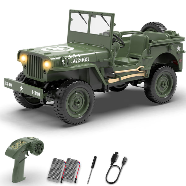 RACENT RC Crawler Simulation à l'échelle 1:10 d'une voiture tout-terrain polyvalente 2.4G 1941 Mb Scaler Willys Jeep