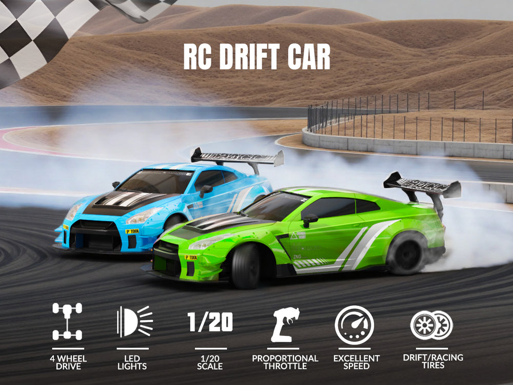 RACENT 1:20 RC Drift Car 4WD avec Nitro Mist & Double Batteries