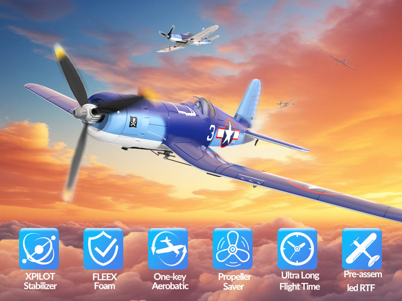 VOLANTEXRC Corsair F4U V2 (RTF) 4CH 400mm avec une clé de voltige (15.7'') 76108