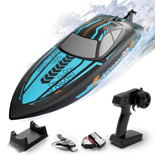 VOLANTEXRC Vector S Bateau RC à grande vitesse avec fonction de redressement automatique et d'inversion pour piscine et lac (797-4 Noir)