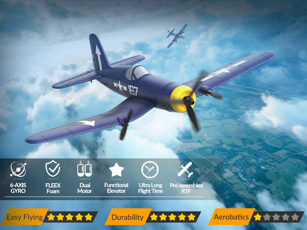 VOLANTEXRC F4U Corsair RC Plane RTF - 400mm Beginner Warbird