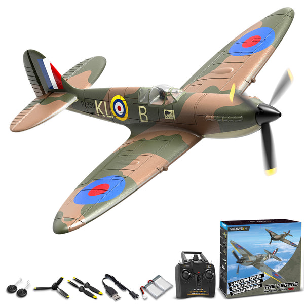 VOLANTEXRC Spitfire 4-CH Avion télécommandé prêt à voler pour débutants avec système de stabilisation Xpilot (761-12) RTF